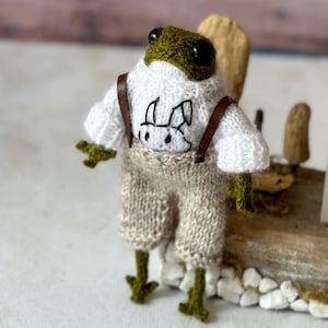 Cute crochet frog, Froggie&#39;s sweater, Green frog knitted, Amigurumi frog with clothes, Finished toy, Gift for Christmas , Gift for birthday