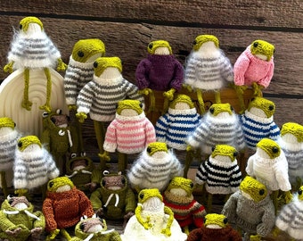 Handmade Crochet Frog: Organic Cotton Amigurumi Toy with Sweater