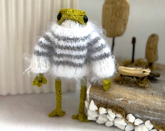 Handmade Crochet Frog: Organic Cotton Amigurumi with Sweater