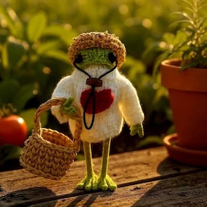 Crochet Frog Amigurumi: Handmade Organic Cotton Toy