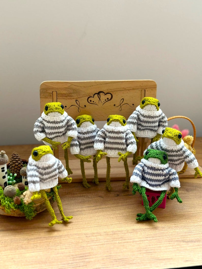 Cute Froggie , Custom Crochet frog, Froggie's Sweater, Sweater to fit frog, toys for kids, finished toy image 10