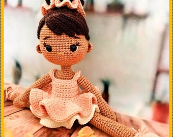 Poupée ballerine amigurumi, jouet au crochet, cadeau de Noël fait main