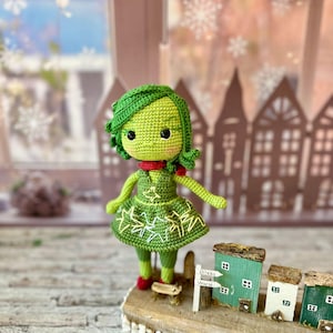 Amigurumi Disgust Doll ,Crochet Plush Gifts , finished doll gift for her , Inside Out Emotions