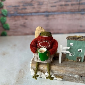 Handmade Knitted Frog Amigurumi with Sweater - Organic Cotton