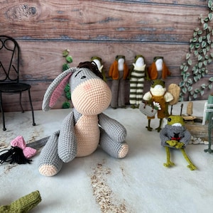 Crochet Eeyore Amigurumi Doll: Organic Cotton Winnie the Pooh Toy