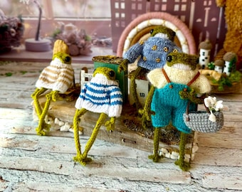 Handmade Crochet Frog with Sweater: Organic Cotton Amigurumi Toy