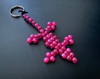 Beaded Lizard Keychain, Beaded Gecko Keychain, Desk Pet, Reptile Beaded Keychain, Kid's Keychain, Children's Keychain