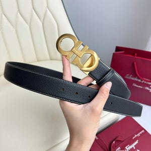 Authentic Salvatore Ferragamo leather belt Width:3.5cm/1.38in