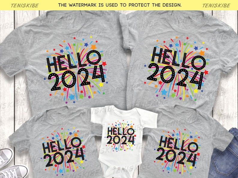 Hello 2024 Happy New Year 2024 Shirts 2024 New Year's Crew Shirt, New