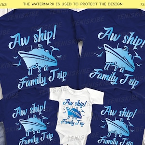 Aw Ship It&#39;s a Family Trip, Camicie da crociera, Camicia della squadra di crociera, Camicie da crociera per famiglie, Camicia per le vacanze, Maglietta da crociera abbinata, Camicie per viaggi di famiglia
