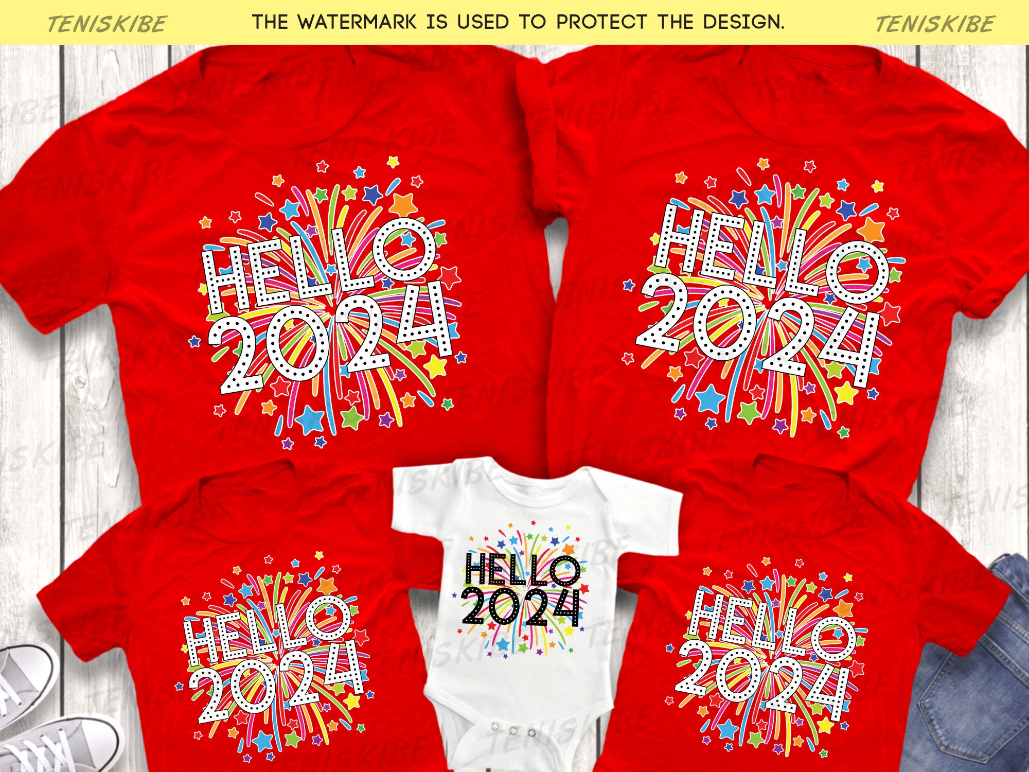 Hello 2024 Happy New Year 2024 Shirts 2024 New Year's Crew Shirt, New