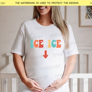 Koszulka z napisem „Ice ice baby”, Koszulka z napisem „Pregnancy Announcement”, Koszulka z napisem „Baby Reveal”, Przyszła mama, Koszulka z napisem „I’m pregnant”, Koszulka z napisem „Pregnancy Reveal”