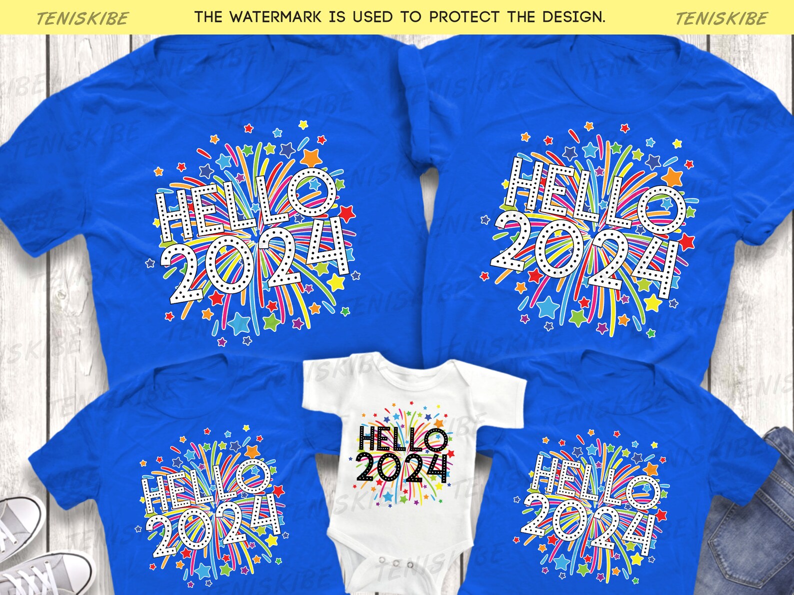 Hello 2024 Happy New Year 2024 Shirts 2024 New Year's Crew Shirt, New