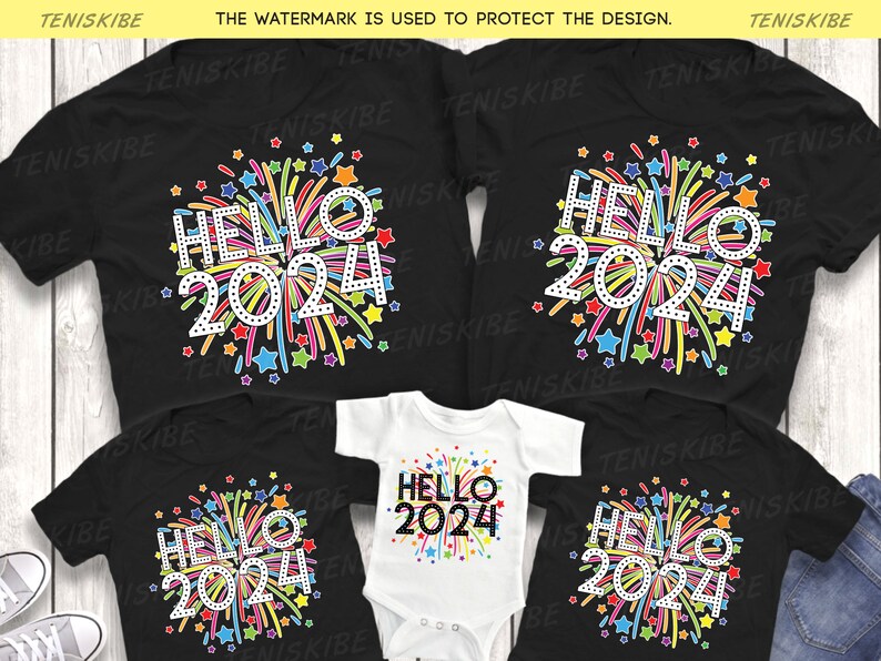 Hello 2024 Happy New Year 2024 Shirts 2024 New Year's Crew Shirt, New