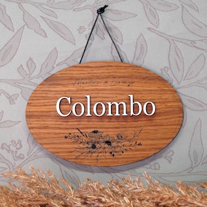 Wood Door Sign Engraved – Personalized Family Sign, Nameplate, Housewarming & Wedding Gift FS44