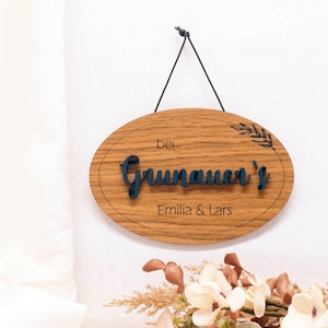 Personalized Wooden Family Sign – Door Sign with Name, Custom Nameplate, Housewarming Gift FS47