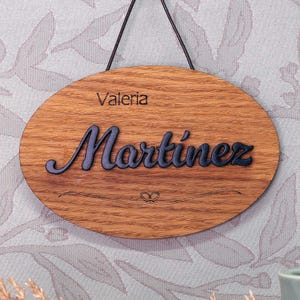 Engraved Wooden Nameplate – Personalized Family Sign as a Door Sign, Custom Gift for Housewarming FS43