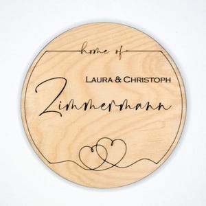 Placa familiar, cartel de puerta, placa personalizada, placa de madera hecha a medida, regalo de inauguración, boda FS01