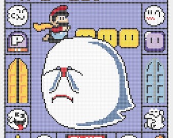 Patrón c2c de la manta Casa Fantasma de Mario Nintendo (solo instrucciones)