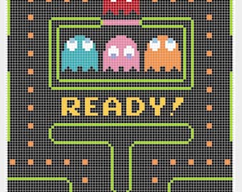 Instrucciones para el patrón de la manta Pac-Man c2c (solo instrucciones).