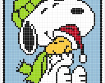 Patrón C2C de manta navideña de Snoopy y Woodstock de Peanuts (solo instrucciones)