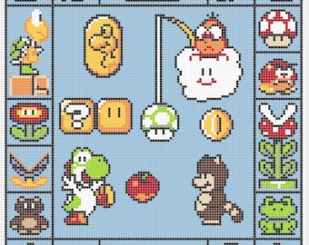 Patrón de manta de Mario Nintendo c2c (solo instrucciones)