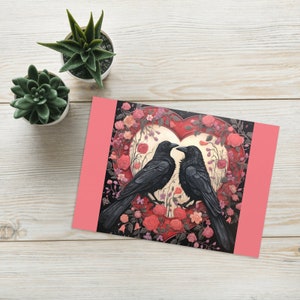 Gotische liefde Crow Valentijnsdag/Valloween verjaardag fysieke kaart