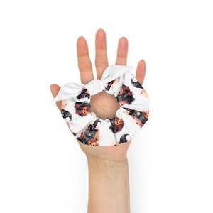Cute Valloween Cat with Witch Hat and Jack-&#39;O-Lantern Print Hair Scrunchie