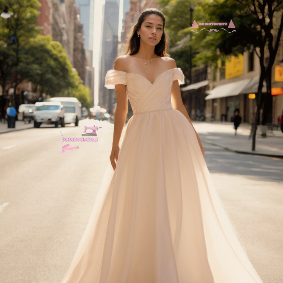 Off-White Satin Printed A-Line Dress