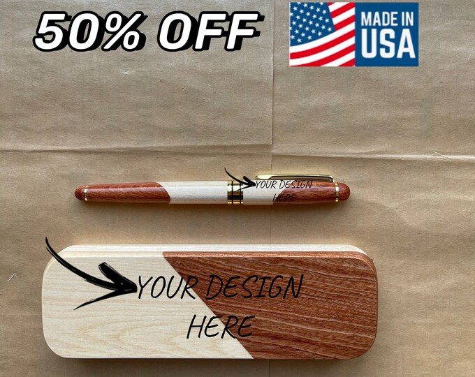 Wood Pen Set, Monogrammed Wood Pen, Monogrammed Pen Set, Desktop Pen Holder, Engraved Pen Case, Personalized Pen Set, Gift For Him, Dad Gift