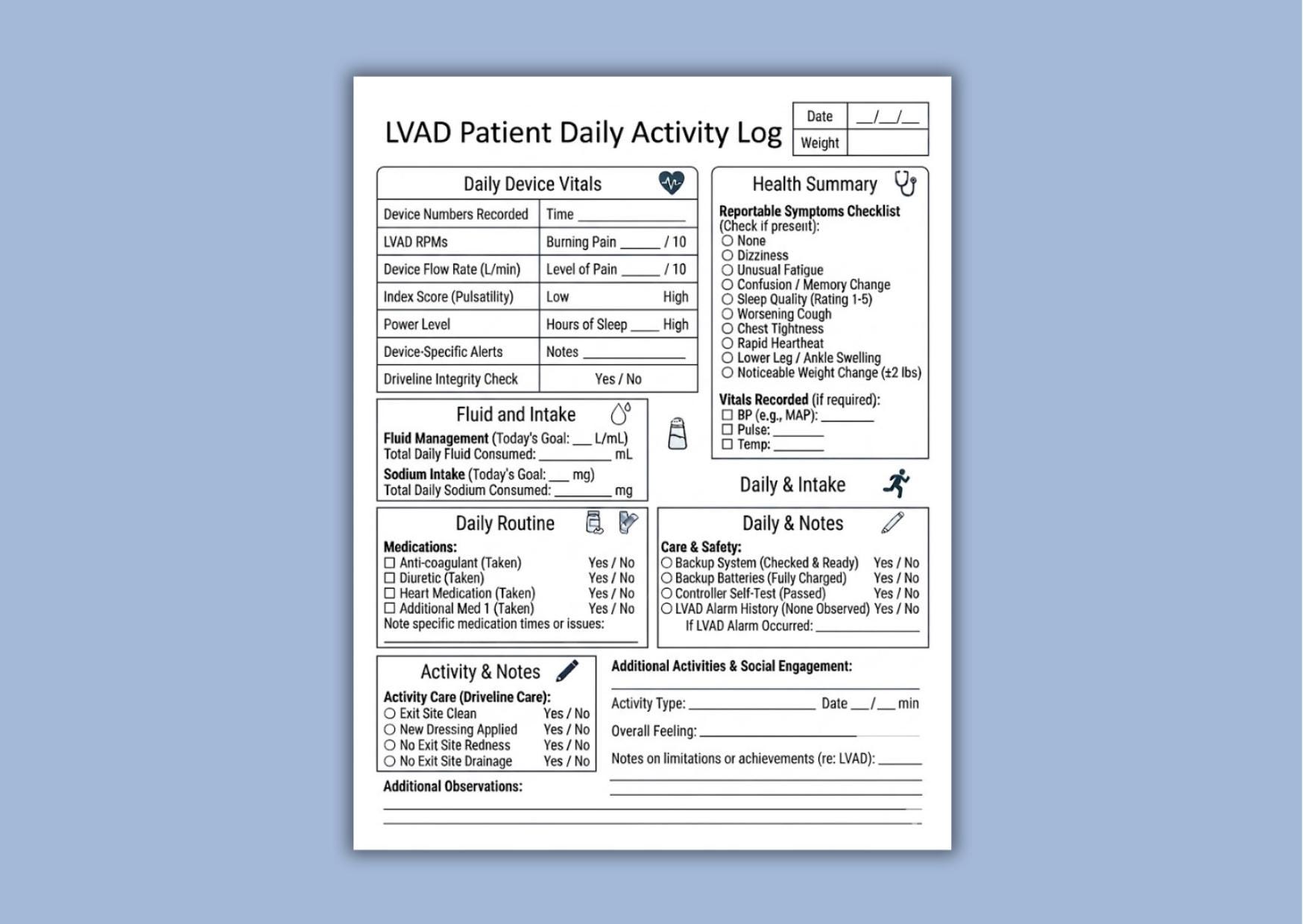 Daily Device Checklist.pdf LVAD Daily Checklist | Printable PDF - Etsy