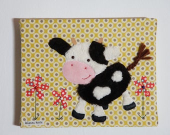 Fabric picture "Cow in the daisy meadow" by Kisses Kate Decoration Application