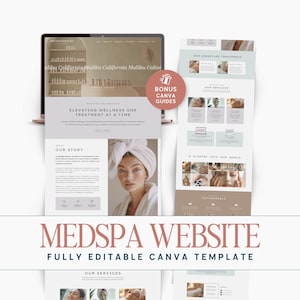 Medspa Canva Website Template, Canva Website Template For Medspa, Medical Spa Website, Canva Website Massage Iv Therapy Esthetician Skincare