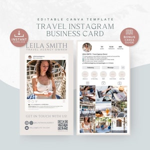 PLR Travel IG Instagram Business Card Modelli per agenti di viaggio PLR Modello di biglietto da visita modificabile per agente di viaggio Consulente Tour Operator