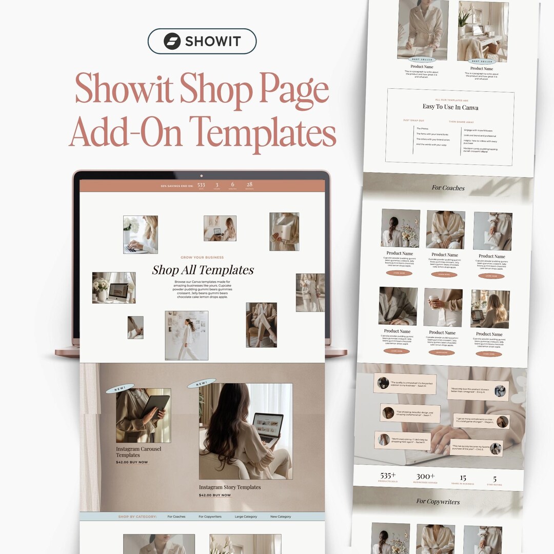 Showit Online Shop Template, Showit Shop Page Template, Showit Store
