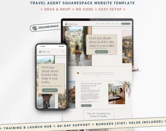 Squarespace Template For Travel Agent, Website Toolkit with Link in Bio, Luxury Squarespace Travel Website, Travel Advisor, Tour Operator