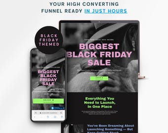 Modèle d'entonnoir de conversion Systeme.io, inscription gratuite, page de vente de cours, pages de paiement et de remerciement, entonnoir de vente complet pour les offres du Black Friday