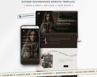 Squarespace Template For Authors, Squarespace Website Template Author, Author Website Template Squarespace Link in Bio, Dark Academia Writer