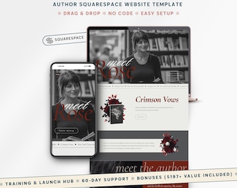 Squarespace Website Template Author, Romance Author Website Template, Writer Squarespace Template, Squarespace Template For A Book