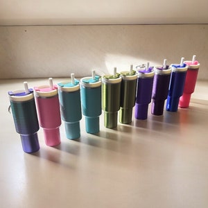 Bulk Wholesale Mini Iconic Tumbler Keychain Chapstick Holders. Customizable 3D Printed Keychains.