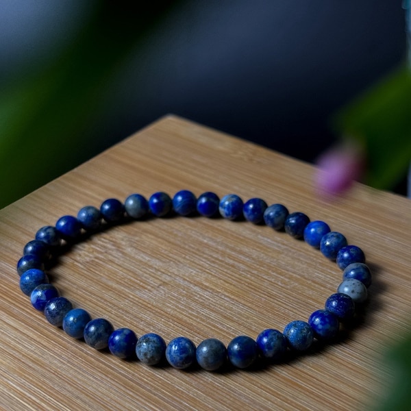 Lapis Lazuli Armband, echtes Lapis Lazuli Perlen Armband, 6mm echtes, Geschenk für einen geliebten Menschen, made in Germany