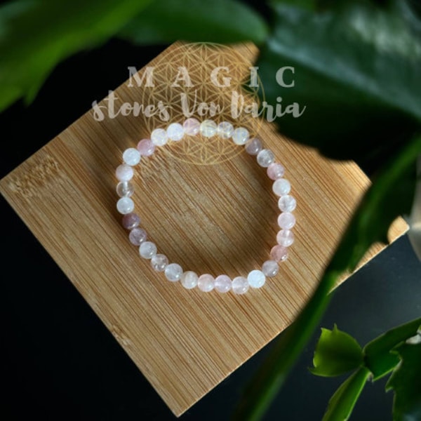 Armband aus rosa Opal - Armband aus 6 mm Perlen aus echtem Naturstein - Geschenkidee - Geschenke für Frauen, Hergestellt in Deutschland