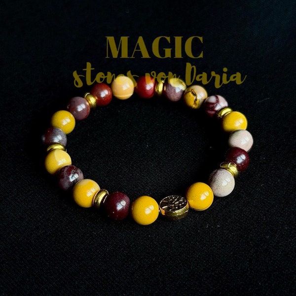 Armband aus Naturstein - Mookait, Klasse AA, Perlenarmband, Steine mit positiver Energie, Durchmesser 8 mm, Geschenk für geliebte Frauen