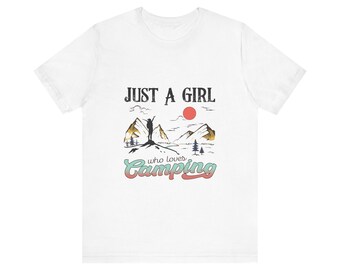 Camiseta de chica que ama acampar, camiseta de aventura al aire libre, regalo para ella, camiseta de mujer que ama acampar