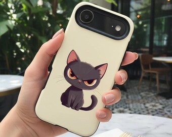 Modèles de coque pour iPhone 17-8 chat mignon, cadeau pour amoureux des chats, accessoire chat rigolote, coque de téléphone kawaii, tech sur le thème des animaux de compagnie, chat noir d'Halloween