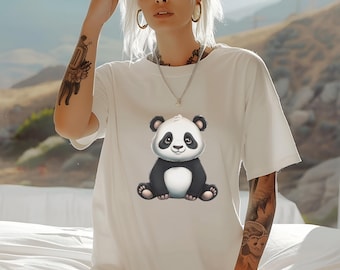 Cute Panda Bear Gift T-Shirt, Fun Animal. Panda Lover Shirt, Adorable Panda Print, Black and White Panda Design Design. Gift For Christmas