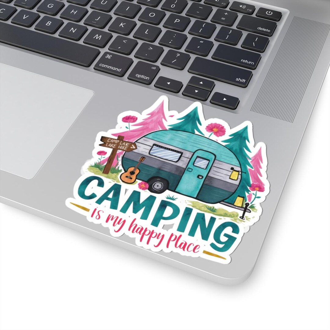 Camping Trailer Sticker | Camping is My Happy Place, Camper Van Decal ...