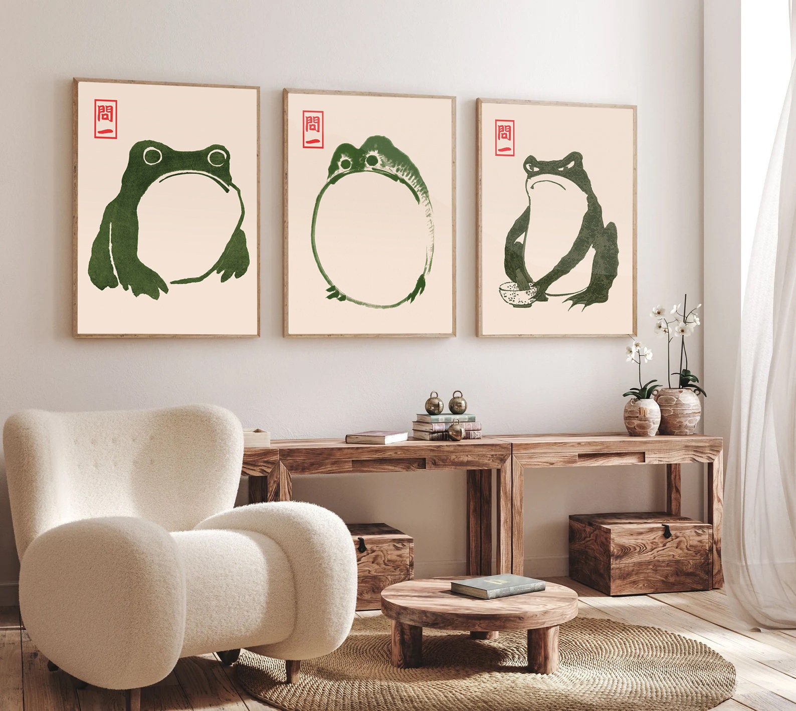 Japanese Matsumoto Hoji Frog Set of 24, Vintage Frog Woodblock Poster ...