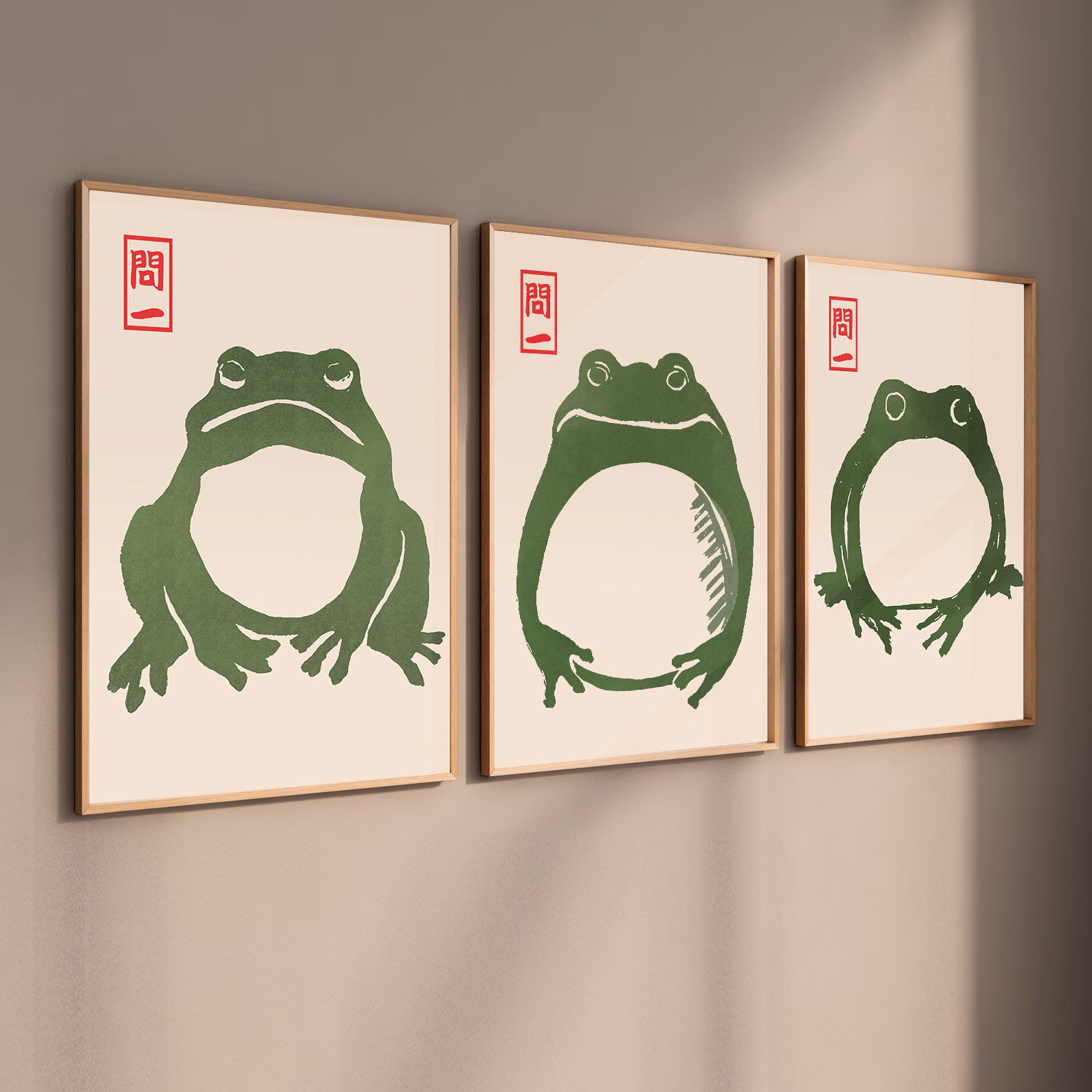 Japanese Matsumoto Hoji Frog Set of 24, Vintage Frog Woodblock Poster ...