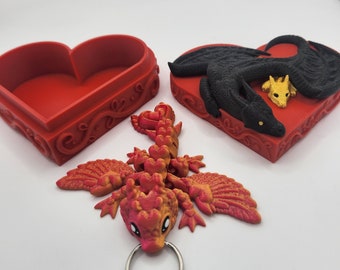 Magische 3D-Gedruckte Liebe: Herz-Geschenkbox mit Drachen für den perfekten Valentinstag